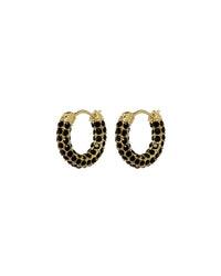 Pave Amalfi Huggies- Gold- Jet View 1