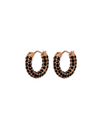 Pave Amalfi Huggies- Rose Gold- Jet View 1