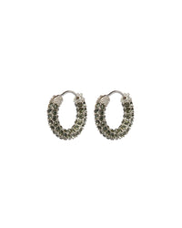 Pave Amalfi Huggies- Silver- Black Diamond View 1