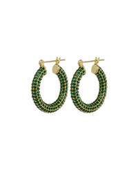 Pave Baby Amalfi Hoops- Gold- Emerald View 1