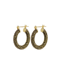 Pave Baby Amalfi Hoops- Gold- Jet View 1