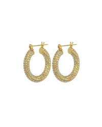 Pave Baby Amalfi Hoops- Gold- Rainbow Crystal View 1