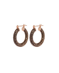 Pave Baby Amalfi Hoops- Rose Gold- Jet View 1