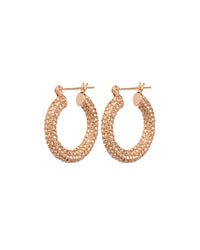 Pave Baby Amalfi Hoops- Rose Gold- Light Peach View 1