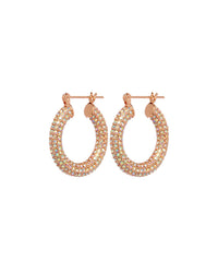 Pave Baby Amalfi Hoops- Rose Gold- Rainbow Crystal View 1