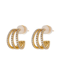 Pave Baby Bastille Hoops- Gold View 1