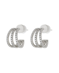 Pave Baby Bastille Hoops- Silver View 1