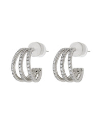 Pave Baby Bastille Hoops- Silver