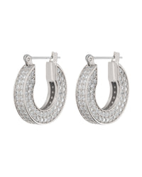 Pave Baby Celine Hoops- Silver View 1