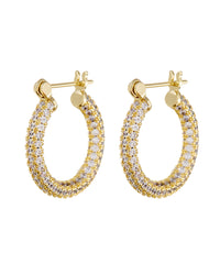Pave Baby Skinny Amalfi Hoops- Gold View 1