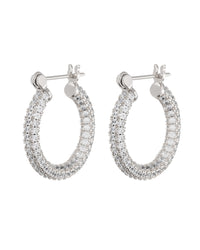 Pave Baby Skinny Amalfi Hoops- Silver View 1