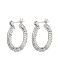 Pave Baby Skinny Amalfi Hoops- Silver View 1
