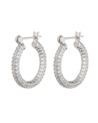 Pave Baby Skinny Amalfi Hoops- Silver