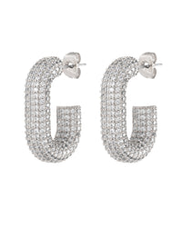 Pave Bijou Loop Hoops- Silver View 1
