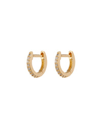 Pave Bordeaux Huggies (9mm)- Gold View 1