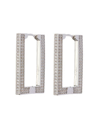Pave Boxer Hoops- Silver