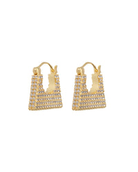 Pave Careé Huggies- Gold View 1