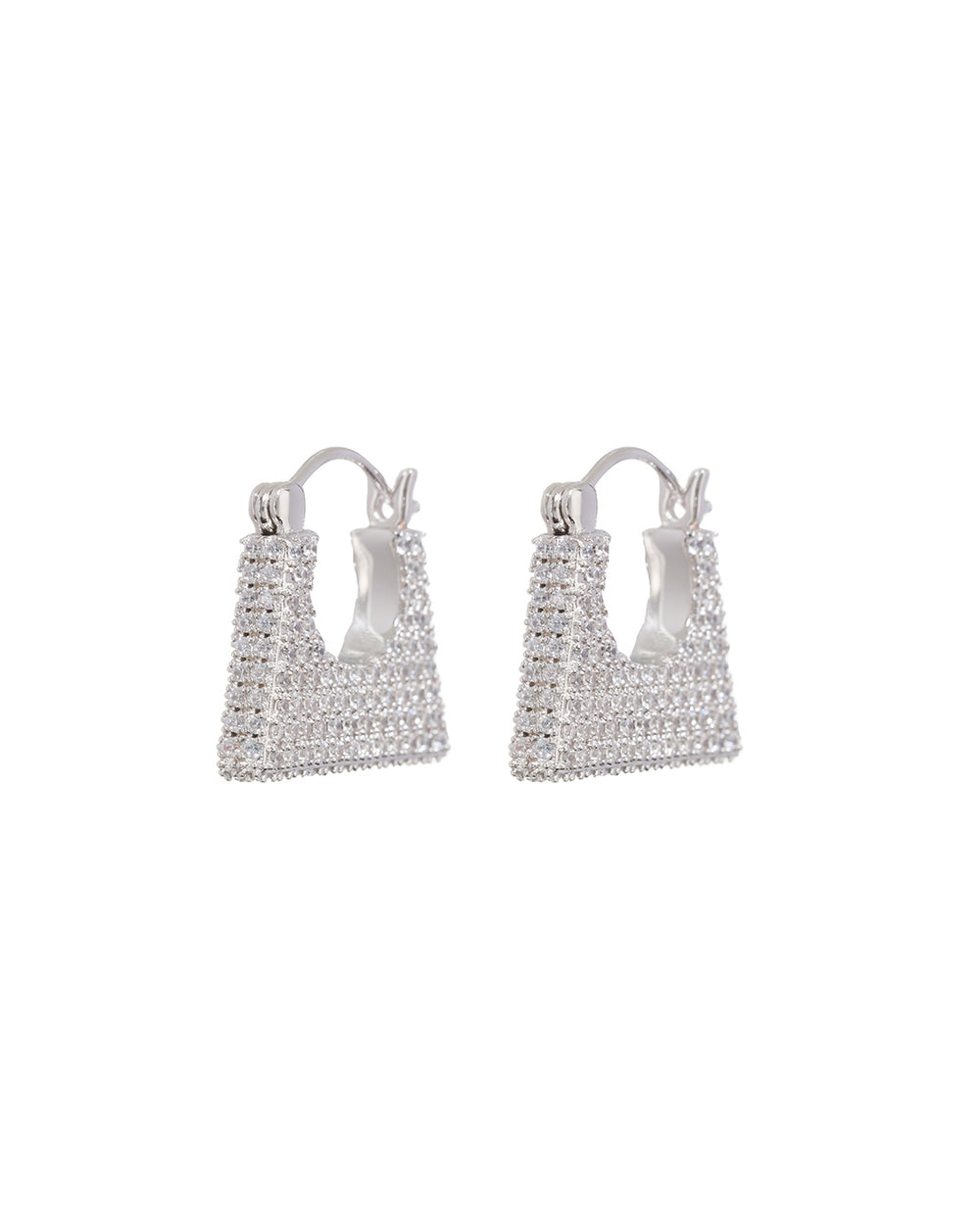 Luv Aj Triple Pave Hoops Earrings - Silver