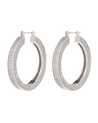 Pave Celine Hoops- Silver View 1