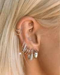 Pave Chain Link Huggies- Silver View 7