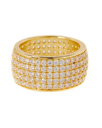 Pave Cigar Ring- Gold View 1