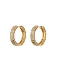 Pave Coco Hinge Hoops- Gold View 1