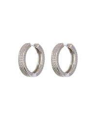 Pave Coco Hinge Hoops- Silver View 1
