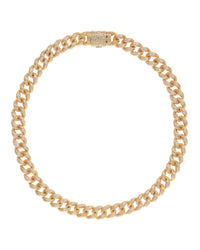 Pave Cuban Link Necklace- Gold View 6