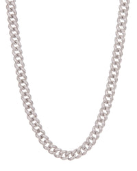 Pave Cuban Link Necklace- Silver View 1