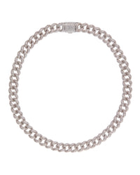 Pave Cuban Link Necklace- Silver View 3