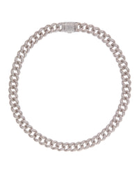 Pave Cuban Link Necklace- Silver View 3