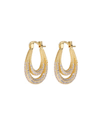 Pave Dolly Hoops- Gold View 1