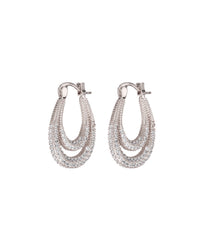 Pave Dolly Hoops- Silver
