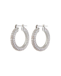 Pave Estelle Hoops- Silver View 1