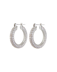 Pave Estelle Hoops- Silver