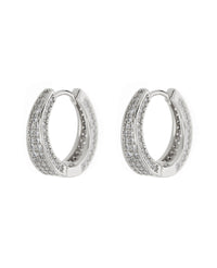 Pave Geneva Hoops- Silver View 1