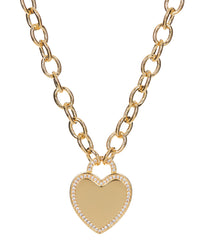 Pave Heart Pendant Necklace- Gold View 1