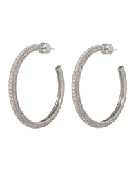 Pave Josephine Hoops- Silver