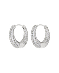 Pave Marbella Hoops- Silver View 1