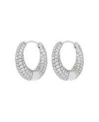 Pave Marbella Hoops- Silver