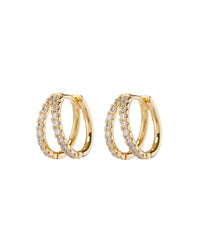 Pave Margaux Huggies (12mm)- Gold View 1