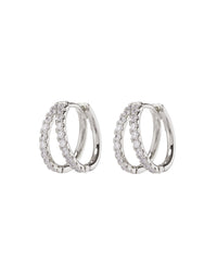 Pave Margaux Huggies (12mm)- Silver View 1
