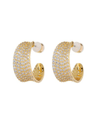 Pave Margot Hoops- Gold