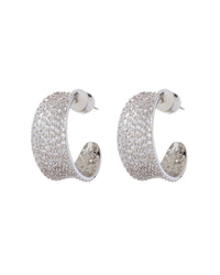 Pave Margot Hoops- Silver