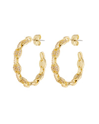 Pave Mariner Hoops- Gold View 1