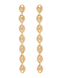 Pave Mariner Link Drop Earrings- Gold View 1