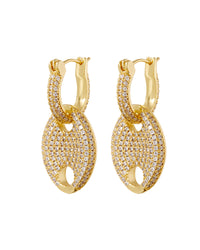Pave Mariner Link Earrings- Gold