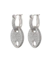 Pave Mariner Link Earrings- Silver View 1