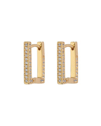 Pave Mini Boxer Hoops- Gold View 1