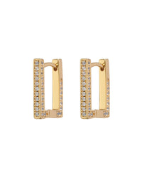 Pave Mini Boxer Hoops- Gold